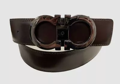 $550 Salvatore Ferragamo Men's Brown Reversible Leather Belt Size 36 • $176.38