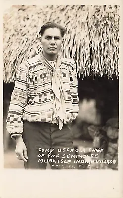 Musa Isle Indian Village Cory Osceola Chief Florida RPPC Postcard LP54 • $4.99