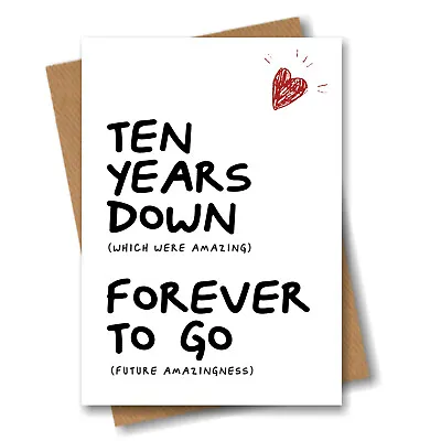 £2.99 • Buy 10th Anniversary Card - Husband Wife Boyfriend Girlfriend Fiance 10 Year Wedding