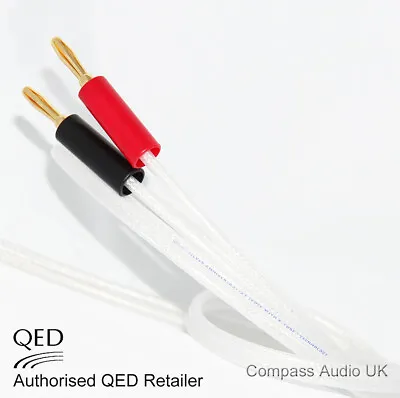 QED Silver Anniversary XT Speaker Cable PAIR Terminated Gold Screw Banana Plugs • £23.95