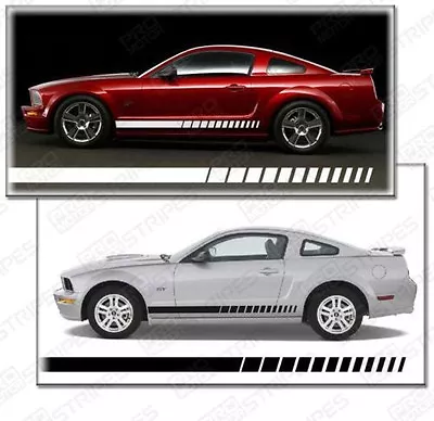 Ford Mustang 1994-2023 Side Rocker Panel Strobe Stripes Decals (Choose Color) • $56.65