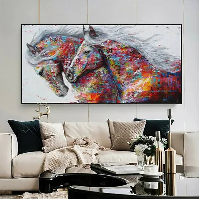 Watercolour Horse Animal Canvas Painting Poster  Wall Art Home Decor Unframed • $6.08