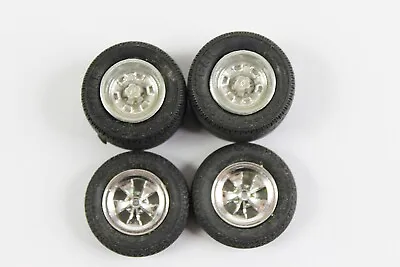 4 Vintage Model Kit Chrome Wheels And Tires 1/24 1/25 Scale Model Parts Bag 40 • $15.14