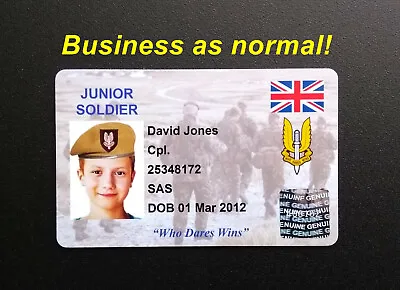 Personalised Child's Kids Soldier SAS Special Forces Novelty Fake ID Card • $8.69