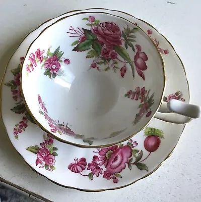 Vintage Royal Chelsea English Bone China Pink Roses Cup And Saucer Pretty! 6131a • $9.99