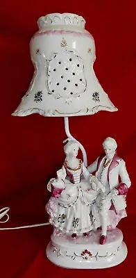 £52.57 • Buy Antique Porcelain Victorian Colonial Couple Lamp W/porcelain Shade