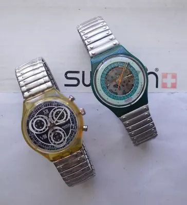 Lot Of 2 Swatch-Watches  STD GENT & CHRONO     VINTAGE L@@K WOW • $39.99