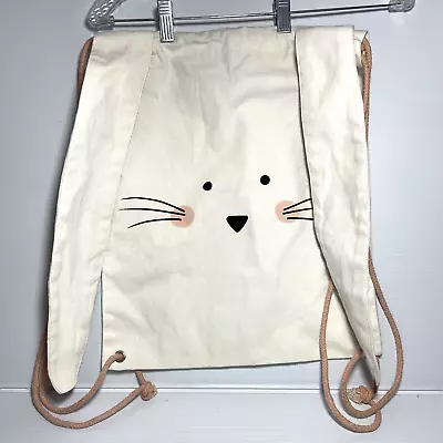 Bunny Rabbit Canvas Tote Bag Backpack Style Pink Floppy Ears 14” X 17” Cotton • $3