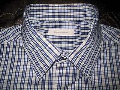 ERMENEGILDO ZEGNA Made In Italy Cotton Light Blue Sport Shirt Size 3XL EXCELLENT • $29.98