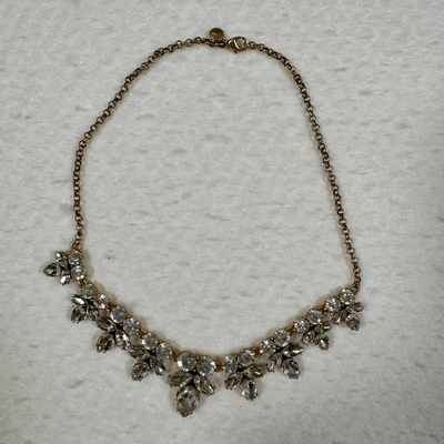 $13.50 • Buy J.Crew Womens Gold Tone Clear Rhinestone Statement Pendant Drop Choker Necklace
