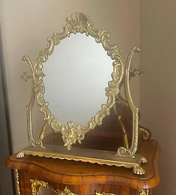 Antique Bronze Swivel Mirror Vanity Mirror Standing Mirror With Cherubs Baroque • $240