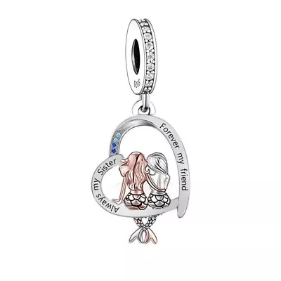 $31.99 • Buy S925 Silver & Rose Gold Always My Sister Mermaid Charm By YOUnique Designs