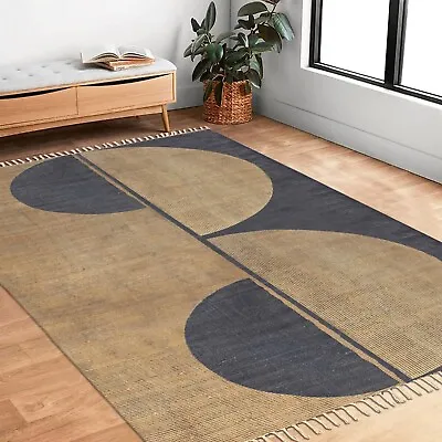 Blue Cotton Kilim Handmade Bedroom Décor Mat Living Room Carpet Runner Area Rug • $161.89