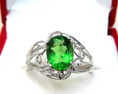 R1516G Mt. St. Helens Forest Green Helenite 7x9mm 1.6Ct Sterling Silver Ring • $48