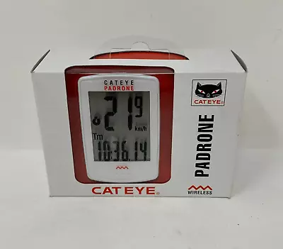 Cateye Padrone Large Display Wireless Bike Computer Road/MTB CC-PA100W White NEW • $47.99