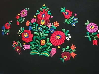 Folk Art Pillow Case Cover Flowers Beautiful Embroidery Crewel Handmade Vintage • $26.99