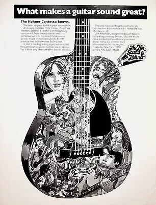 1970 Hohner Contessa Folk Guitar - Vintage Print Advertisement • $12.57