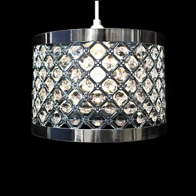 Chandelier Style Modern Ceiling Light Shade Droplet Pendant Acrylic Crystal Bead • £15.90