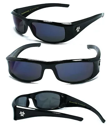 New BioHazard Mens Designer Sunglasses - Blk/Blue BZ1 • $16.71