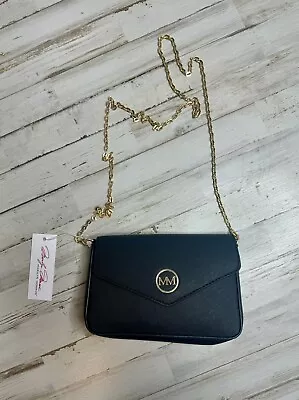 Marilyn Monroe Black Clutch Purse W/ Gold Crossbody Chain Strap Red Interior V • $30