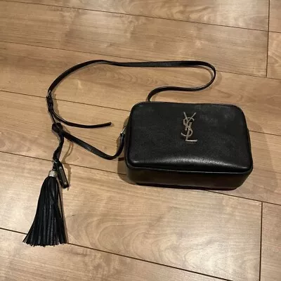 Saint Laurent YSL Tassel Charm Crossbody Bag Women Logo Black Genuine USED • $1289.26