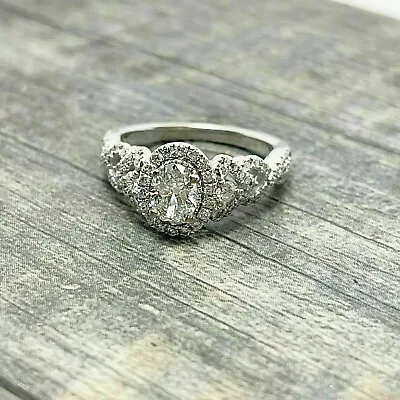 Vera Wang Oval Cut Lab-Created Diamond Halo Wedding 14Ct White Gold Filled Ring • $73.50