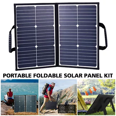 12V Folding Monocrystalline Solar Panel Kit Flexible Solar Mat Blanket Camping • £76.99