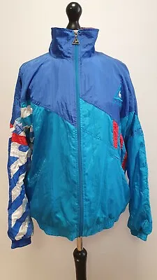 Bb68 Mens Le Coq Sportif Blue White Zipped Regular Fit Shell Jacket Uk L Eu 54 • £24.99