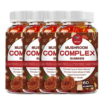 Mushroom Extract Complex Gummies Lions Mane Chaga Reishi Focus Memory Immunity • $41.99