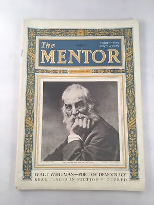 The Mentor Magazine Booklet September 1923 Walt Whitman Poet Front Cover • $9.99