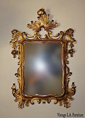 Vintage French Provincial Rococo Louis XVI Ornate Gold Wall Mantle Mirror Italy • $2595