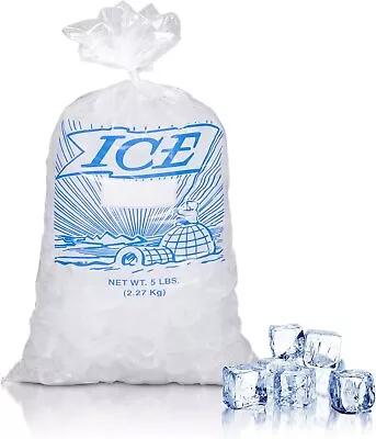 1000 Pack Printed Metallocene Polyethylene Open End Ice Bags 9x18 5 Lb 1.20 Mil • $158.40