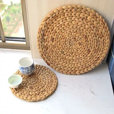 Kitchen Round Rattan Home Decor Cups Mat Dining Table Natual Straw • $7.46