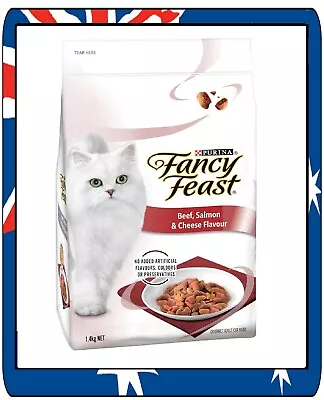 FANCY FEAST Adult Beef Salmon & Cheese Flavour Dry Cat Food 1.4kg FD • $22.49