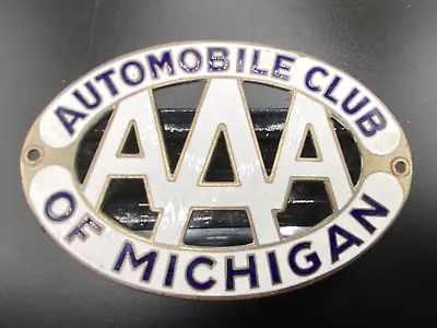 Vintage AAA Of Michigan Grill Badge Enamel Automobile Club By Bastion Bros. • $65