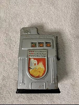 Vintage Metal Fortune Jackpot Bank Slot Machine • $15