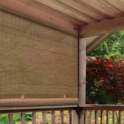 Outdoor Patio Porch Deck Roller Blind Sun Shade Roll Up Brown 72  W X 72  L • $41.74