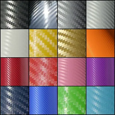 3D Carbon Fibre Vehicle Vinyl Car Wrap - ANY SIZE - 16 COLOURS - BUBBLE/AIR FREE • £4.75