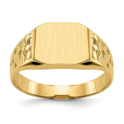 Real 14kt Yellow Gold 9.0x10.5mm Open Back Men's Signet Ring S:9 • $269.53