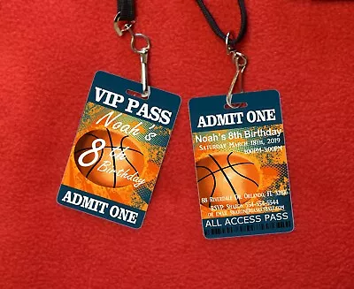 Basketball Birthday Invitations Basketball Lanyard Invitations VIP Invite • $4.49