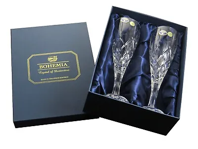 Bohemia Crystal Flute Gift Set 180ml 2pc Champagne Glass • $49.99
