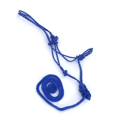 Rope Halter 5/16  W/ 5/8 X 8 Ft Detachable Lead - Royal W/ White Spot #26117 • $12.95