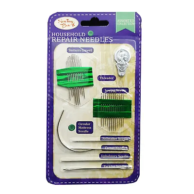 £1.99 • Buy 27pc Sewing Needles Repair Kit Upholstery Carpet Leather Curved Canvas UK SHOP