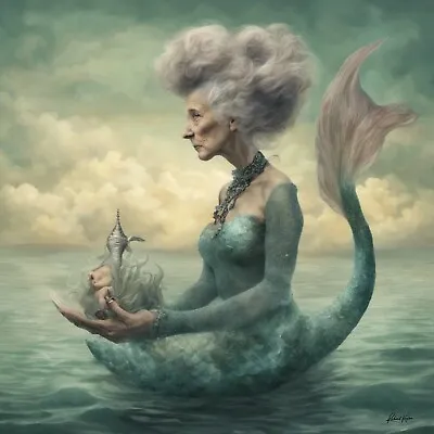 Original Artwork On Canvas 16x16  Medicare Mermaid  • $33.60