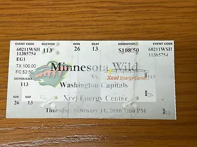 Alex Ovechkin 14th HAT TRICK Ticket Stub Washington Capitals Minnesota Wild 2016 • $21.95