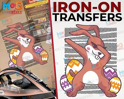 £4.95 • Buy Dabbing Bunny Iron On Transfer T-shirt Cute Easter Rabbit Egg Hunt Boy Girl Gift