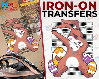 £4.95 • Buy Dabbing Bunny Iron On Transfer T-shirt Cute Easter Rabbit Egg Hunt Boy Girl Gift
