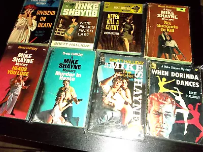 Lot Of 8 1950's & 60's Brett Halliday  Mike Shayne  Pb Novels Lot #1 • $14.99