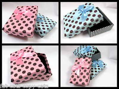 Quality Jewellery Necklace Bracelet Pink Blue Spotted Bow Gift Boxes Padded Bag • £10.95