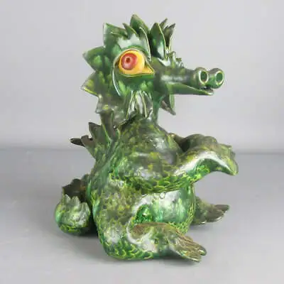 Vintage Handmade Studio Pottery Green Ceramic Dragon Limited Edition 7/91 1986s • $380